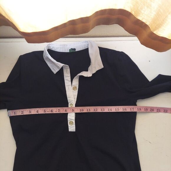C. Wonder Black Stretch Knit Shirt With Cotton Trim, Collar, Gold Buttons Medium - Picture 7 of 10